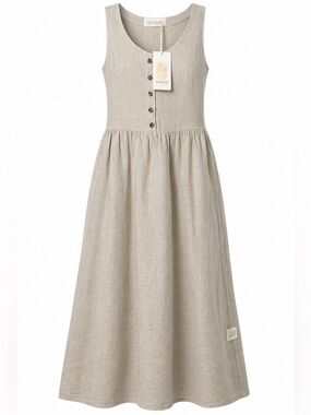 Nomad The Label 100% French Linen Maxi Dress S NWT Boho Coastal Luxe Sustainable